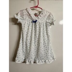 Vintage 18m Small Steps White Girls Night Gown Flowers